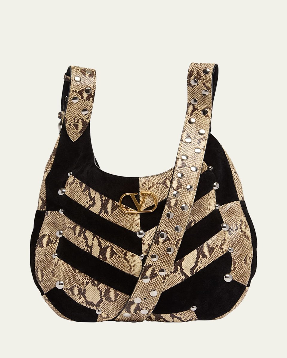 Patchwork Suede & Python Hobo Bag